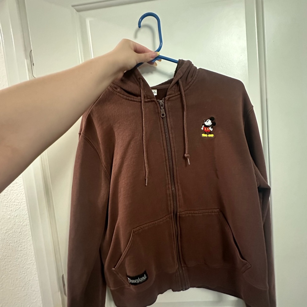 Disneyland Zip-Up Hoodie with Embroidered Mickey Character